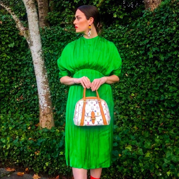 Zara Dresses & Skirts - Rare Zara Blogger Fave Kelly Green Pleated Dress